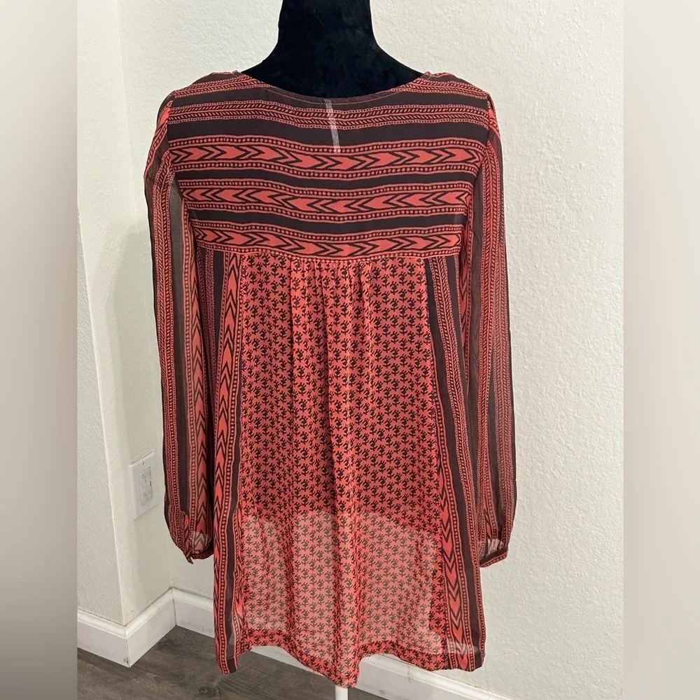Free People Beaded Printed Boho Blouse | Size Small